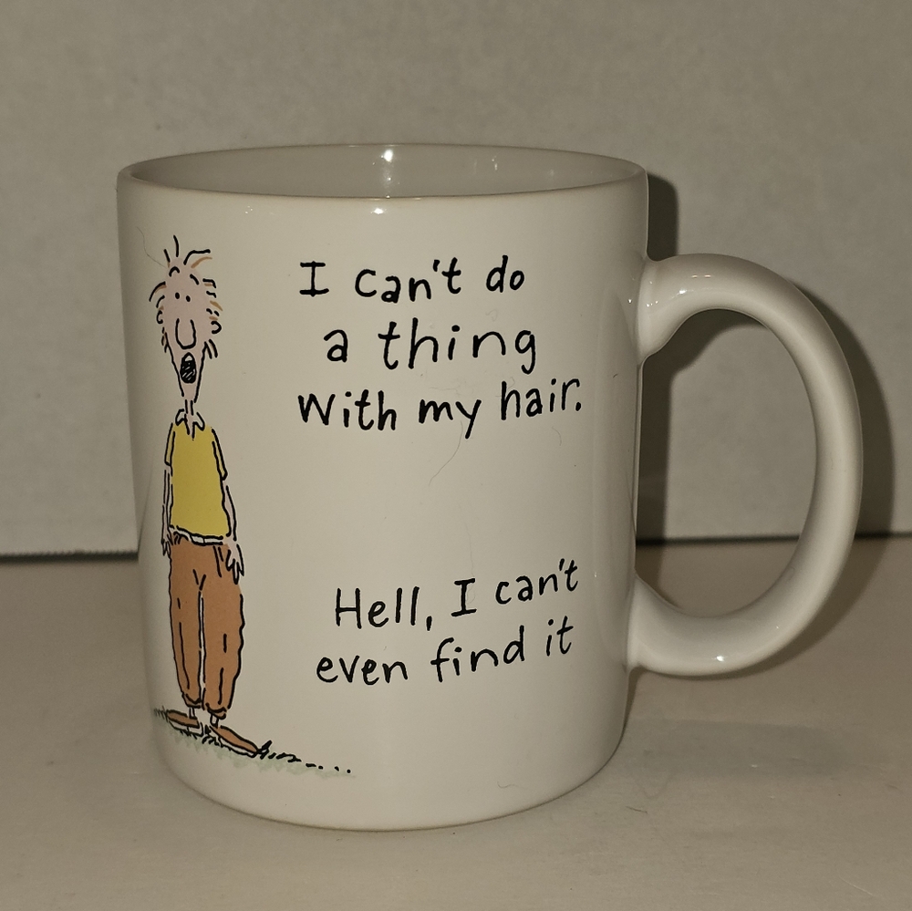 Vtg 80s Shoebox Greetings Coffee Mug Novelty Cup Bald Joke Funny 1988 Hallmark